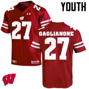 Youth Wisconsin Badgers NCAA #27 Rafael Gaglianone Red Authentic Under Armour Stitched College Football Jersey HR31Y74XN